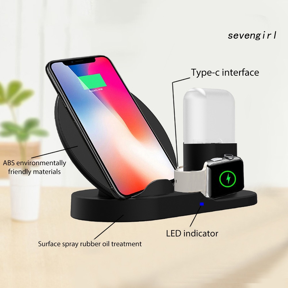 Đế Sạc Nhanh Không Dây 3 Trong 1 Cho Iphone Iwatch Airpods