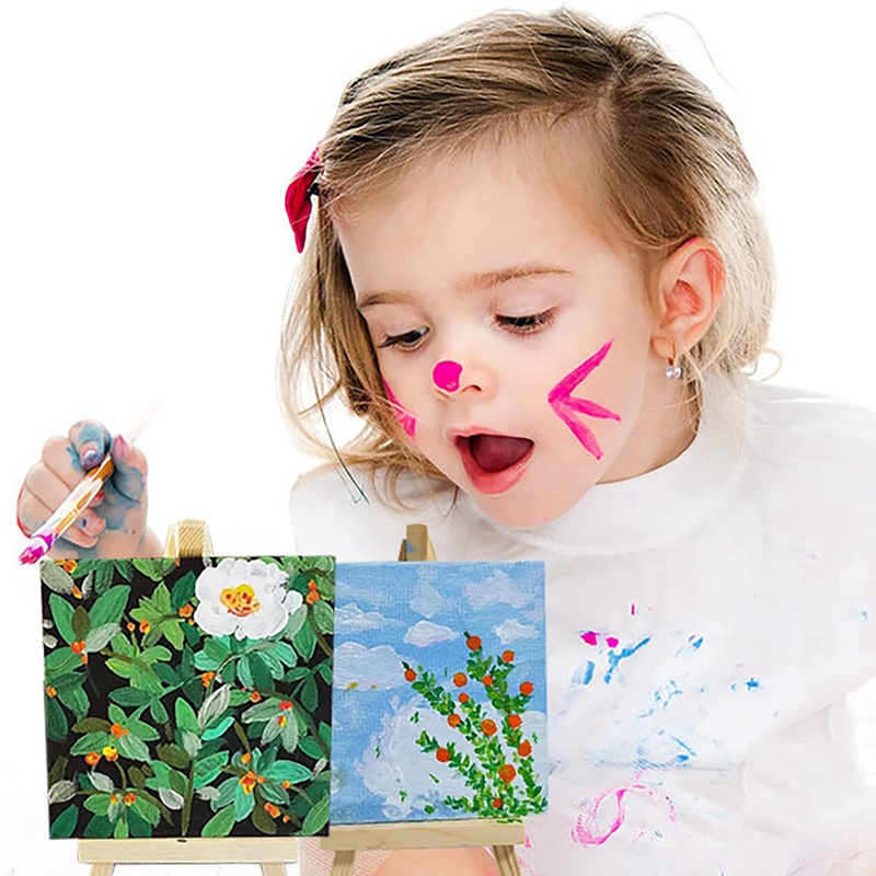 Bộ 14 Dụng Cụ Vẽ Tranh Mini 4X4 Inch Bằng Vải Bạt Treo Trước Và Sau Cho Tiệc Trẻ Em