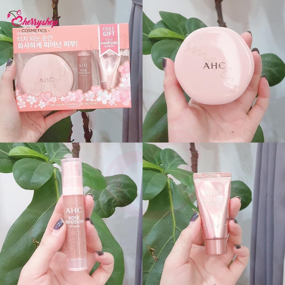 SET TRANG ĐIỂM 3 MÓN AHC PERFECT DUAL COVER CUSHION FOUNDATION GLAM SPECIAL GIFT SET 34G CHÍNH HÃNG - 7883