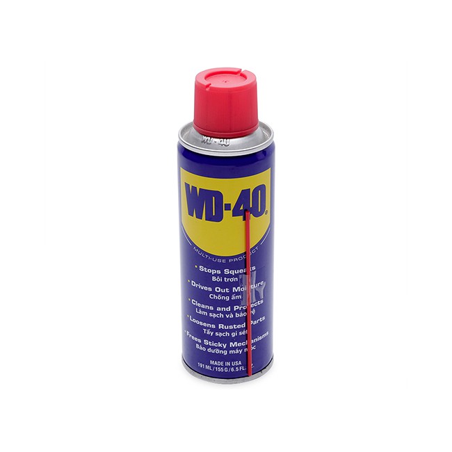 Combo chai xịt chống rỉ sét, bôi trơn WD-40 191ml và bàn chải vệ sinh sên 3D chuyên nghiệp