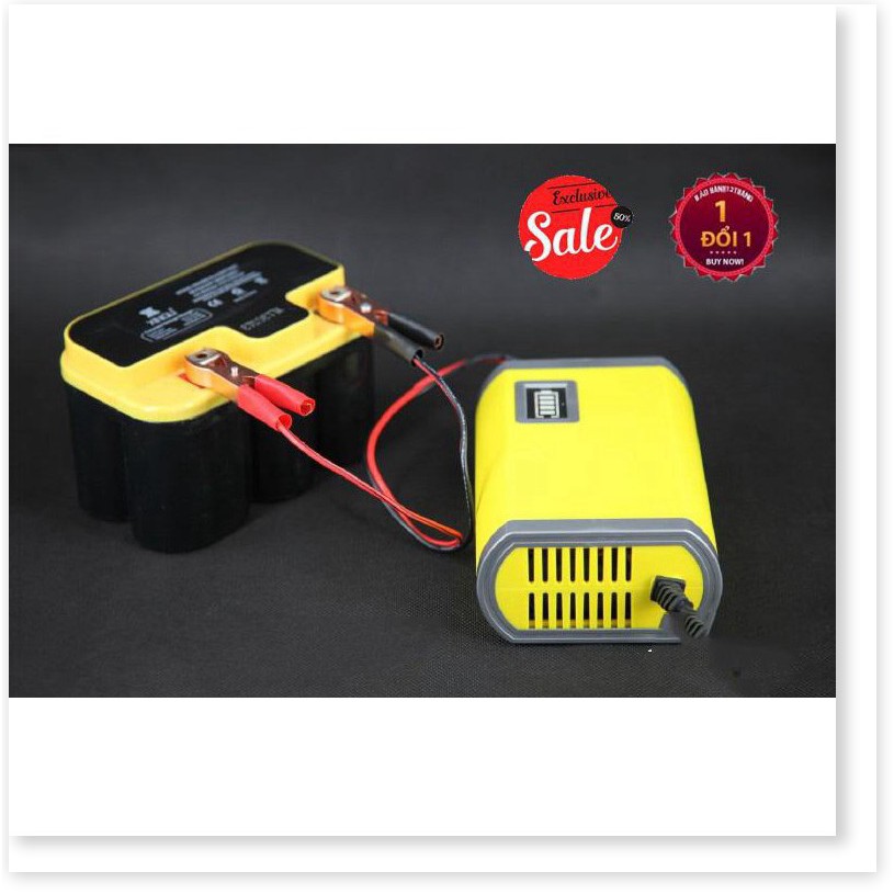 Sạc bình ắc quy 12V 2A từ 4Ah - 20Ah thông minh tự ngắt khi đầy chống ngược cực - LOẠI TỐT MÀU VÀNG - NSC Việt Nam