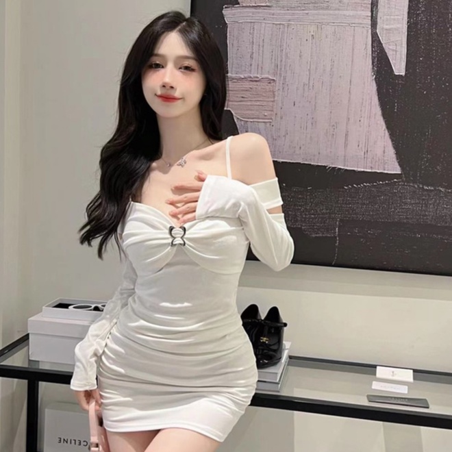Áo Sơ Mi Tay Dài Cổ Thắt Nơ Phong Cách Hàn Quốc Quyến Rũ Cho Nữ