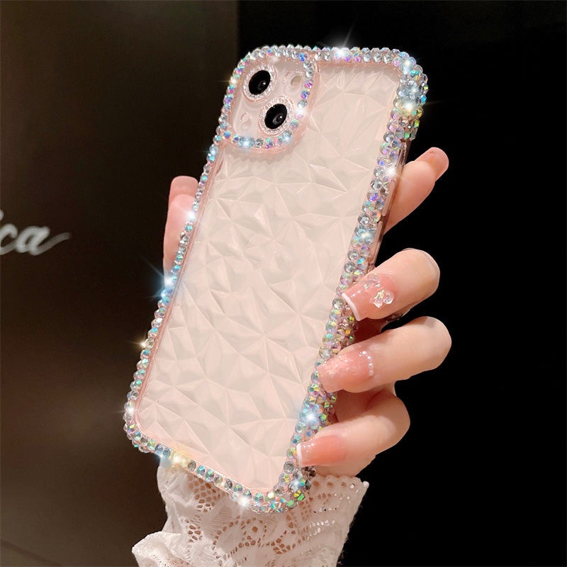 Ốp Điện Thoại Kim Cương Lấp Lánh Cho iPhone 15 14 13 12 11 Pro Max X XS XR 7 8 Plus Vỏ Sang Trọng Bling Kim Cương Giả Mềm Trong Suốt TPU Ốp Lưng
