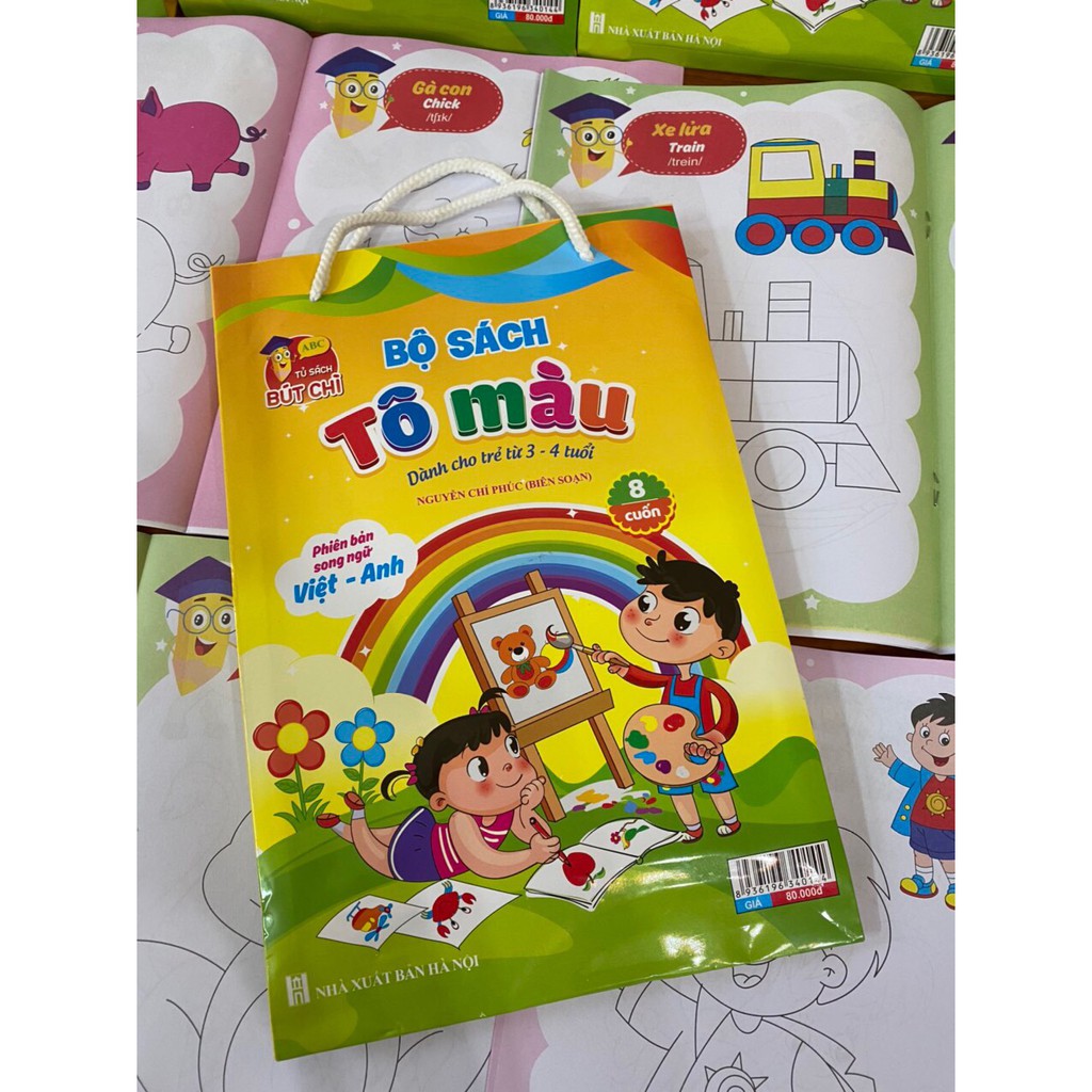 Túi 8 quyển tô màu các chủ đề cho bé