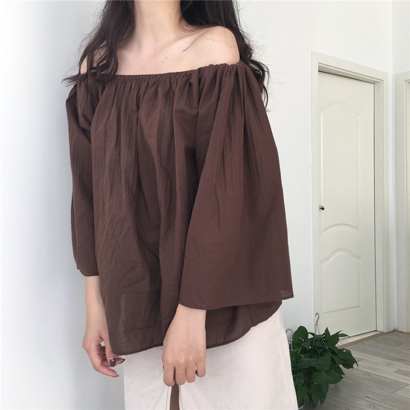 Áo trễ vai chất đũi