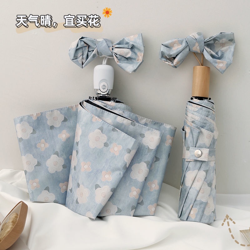 Dù Xếp Tự Động Mini Chống Tia UV Họa Tiết Hoa Xinh Xắn