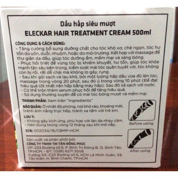 Dầu hấp siêu mềm mượt tóc Eleckar 500ml