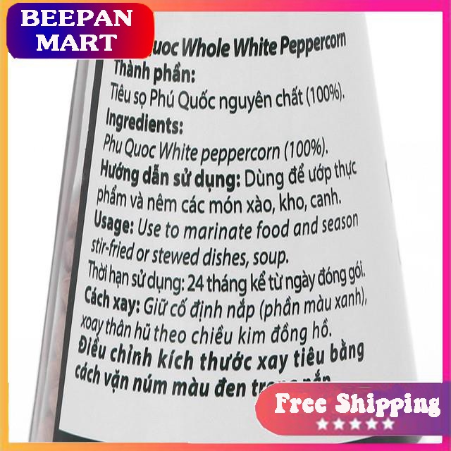 [FREESHIP]Tiêu sọ hạt Phú Quốc có nắp xay DH Foods hũ 45g| TẶNG MÃ GIẢM GIÁ| GIA VỊ NẤU ĂN| GIA VỊ NÊM