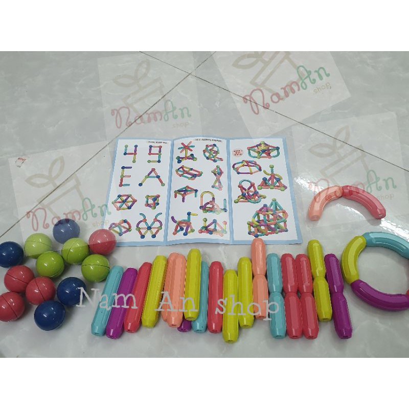 Đồ chơi xếp hình lắp ghép nam châm bi- 42 chi tiết