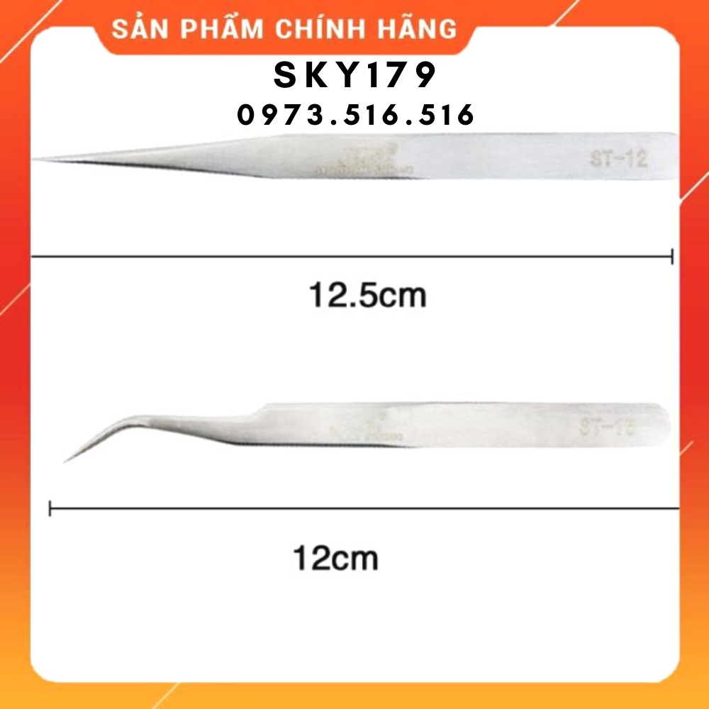 combo nhíp tách mi cong trơn + thẳng trơn - dụng cụ nối mi - sky179