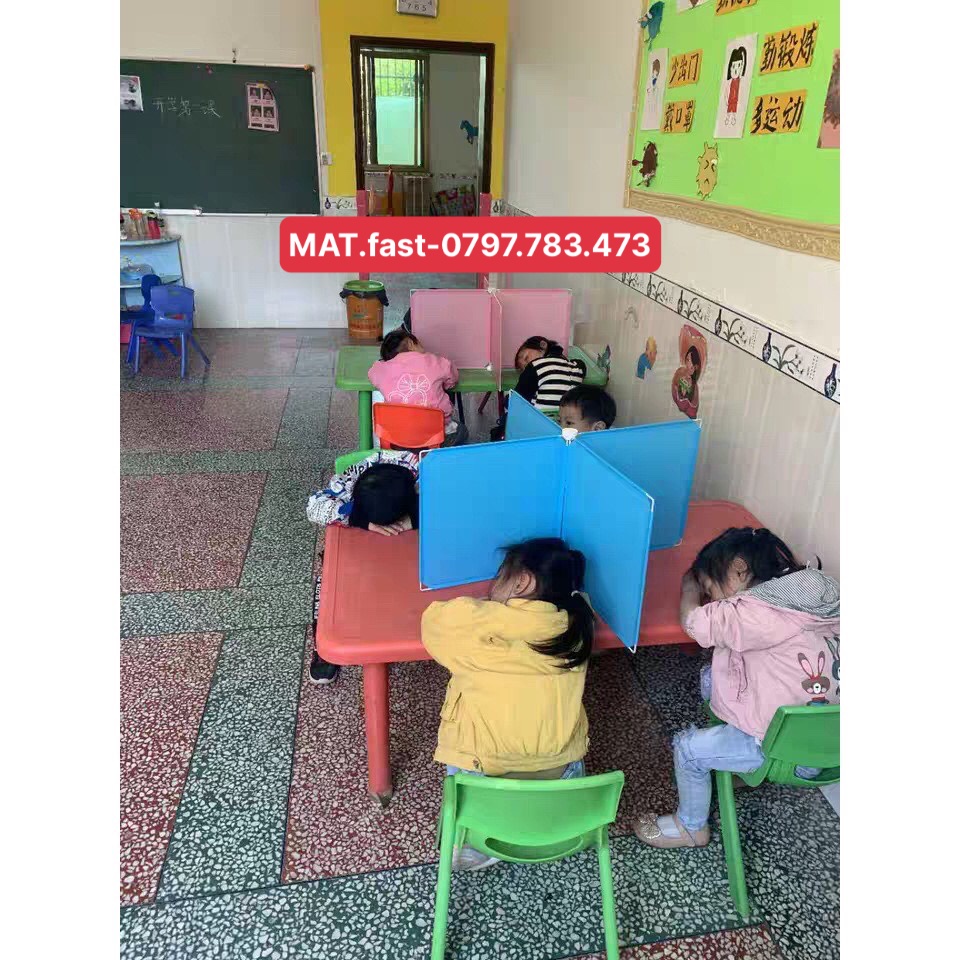 Tấm Chắn Ngăn Giọt Bắn Chống Dịch Lắp Ghép Theo ý Muốn Chia 6 Vách Ngăn, Tấm Nhựa 45*35cm