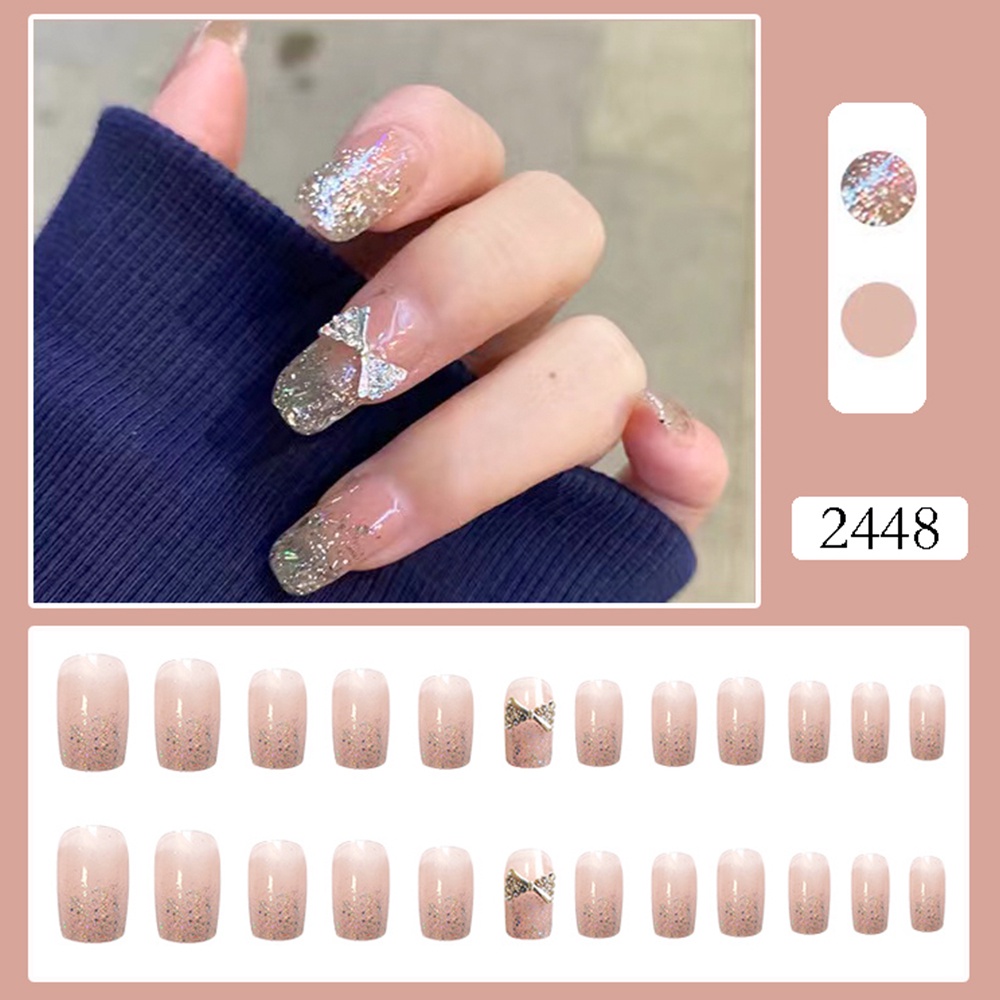 Bộ 24 Móng Tay Giả Ngắn 2448 Cho Bé Gái