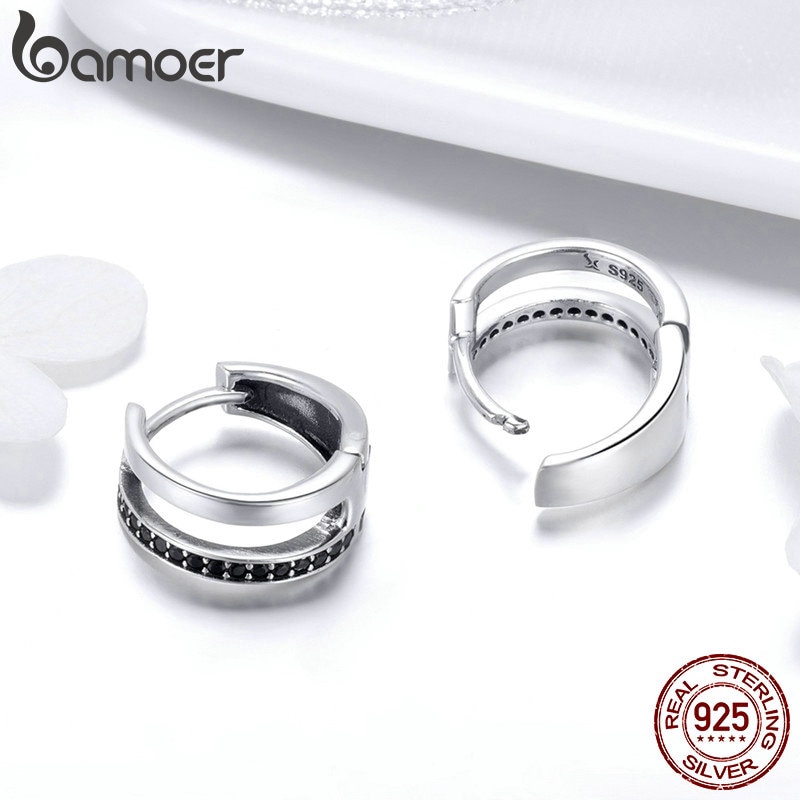 Khuyên Tai Bamoer Bằng Bạc Hình Tròn Thời Trang Cao Cấp Dành Cho Bạn Nữ