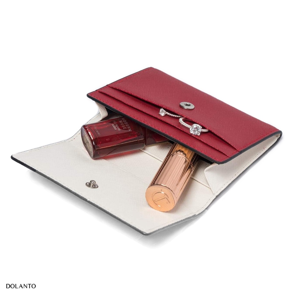 VÍ MINI ĐỰNG THẺ NAM NỮ Cardholder KATE Vân Saffiano Nhỏ Gọn Da Nhập Khẩu Cao Cấp Chống Thấm Nước Thương Hiệu DOLANTO