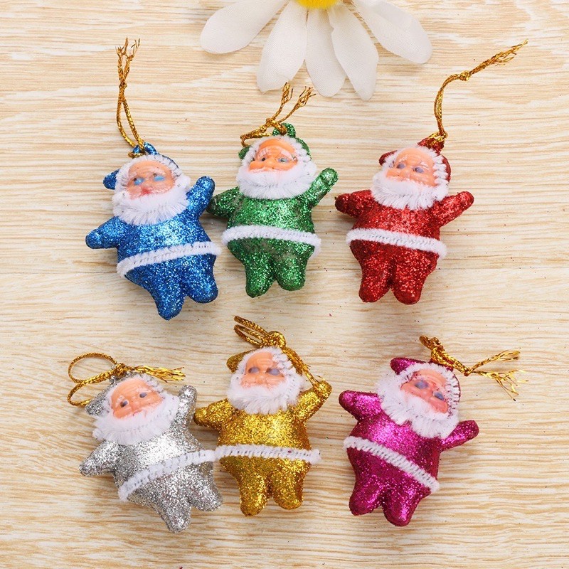 Set 6 ông già noel trang trí cây thông làm quà tặng noel giáng sinh