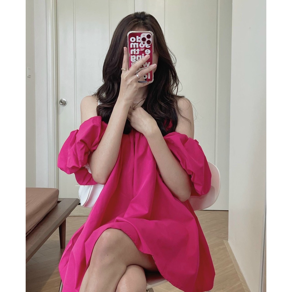Áo trễ vai bánh bèo ❤️ Áo bẹt vai tay phồng form giấu quần tiểu thư xinh đẹp vải kate dày dặn freesize &lt;60Kg
