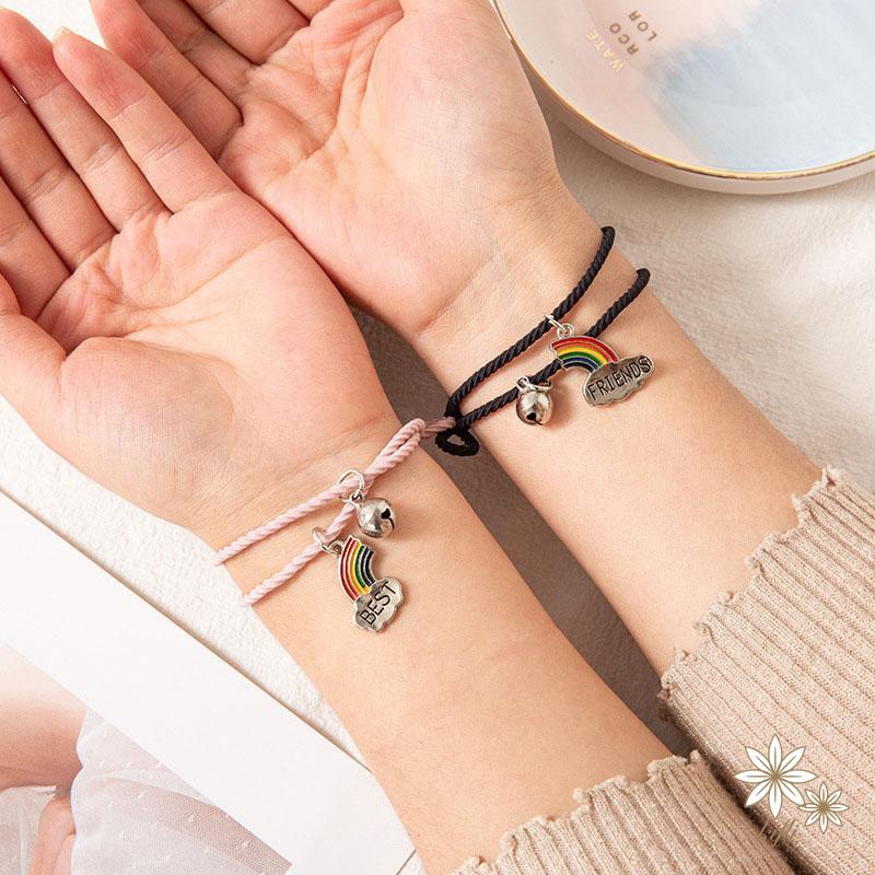 Set 2 Vòng Tay Tình Bạn Màu Cầu Vồng Thời Trang Hàn Quốc