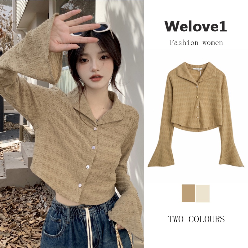 Áo Khoác cardigan Mỏng Tay Loe Dài Màu Nâu Phong Cách Pháp Ngọt Ngào Và Mới Phiên Bản Hàn Quốc