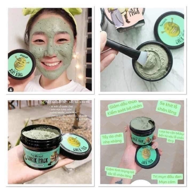 Mặt Nạ Đất Sét Bạc Hà Rau Má SHREK PACK Mask Chính Hãng