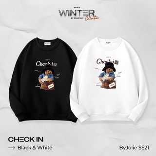 Áo sweater Byjolie Check in chất nỉ bông cotton mềm mịn