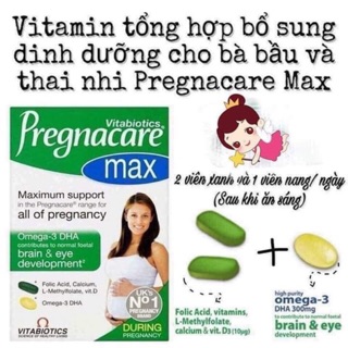 Vitamin bầu Pregnacare Max (UK) số 1 thế giới, có Omega 3, canxi