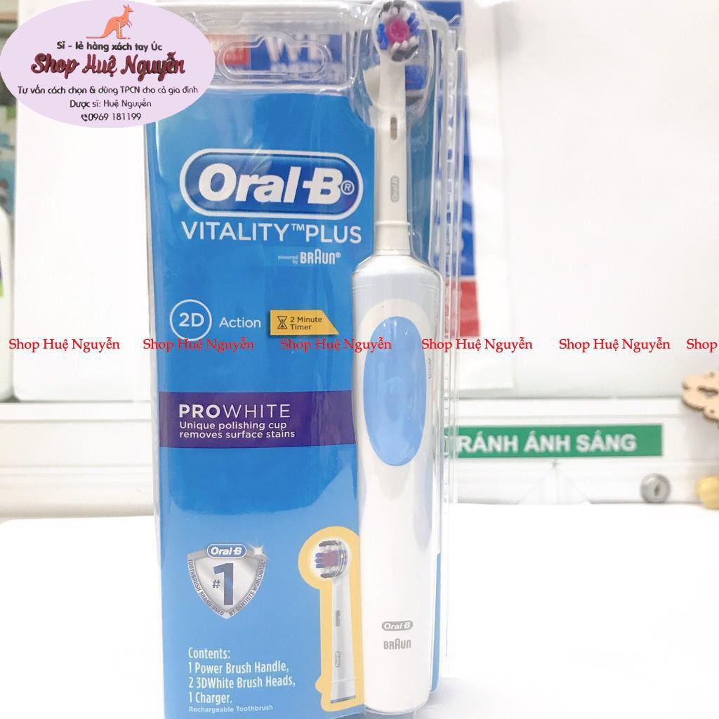 Bàn Chải Điện Oral B Vitality Pro White Electric Toothbrush tặng1 đầu bàn chải Úc