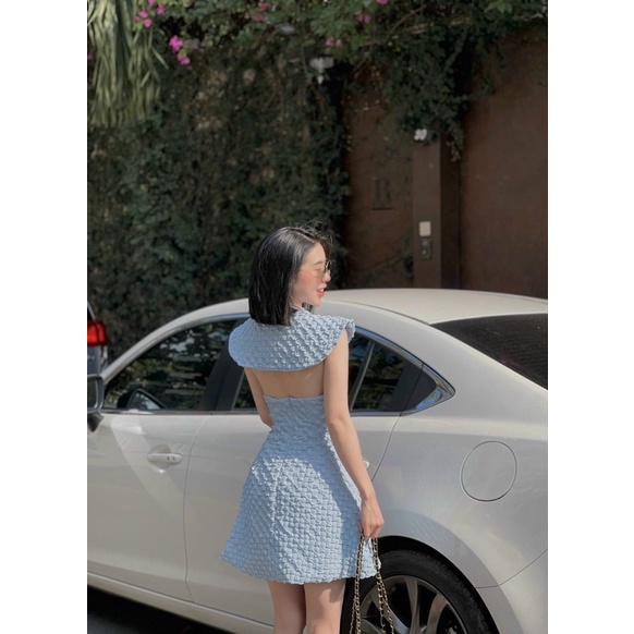 Đầm hở lưng thanh lịch,sang trọng màu xanh dương hot hit Mili Dress