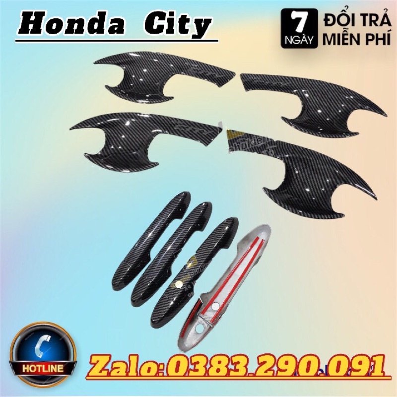 Ốp Tay nắm Hõm Cửa Honda City 2014 đến 2021-2022 vân Carbon Cao Cấp