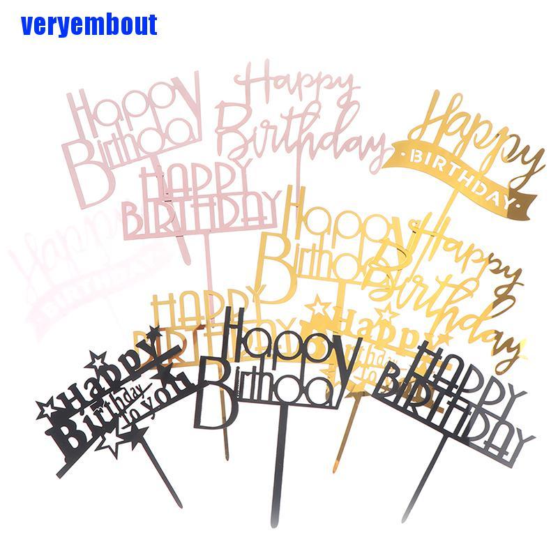 1 Topper Trang Trí Bánh Kem Chữ Happy Birthday Bằng Nhựa Acrylic