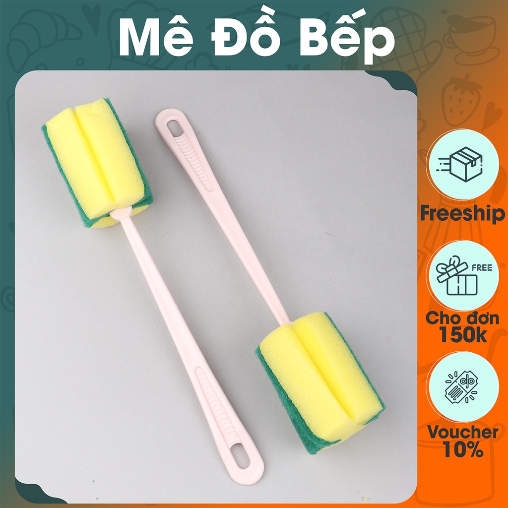 Dụng cụ chùi ly đầu bọt biển Bam House rửa ly siêu sạch tay cầm chắc chắn cao cấp CLV02 - chùi ly bọt biển, rửa ly