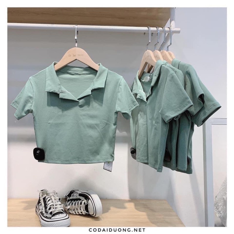 Tặng Áo crotop polo màu tím và màu xanh giá 35k