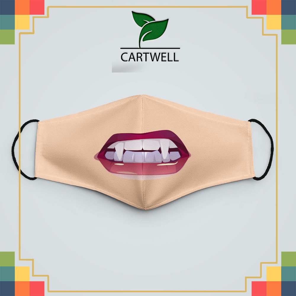 Khẩu trang chống tia uv Vampire Lips_3954 CARTWELL chất liệu vải mềm dày 2 lớp chống nắng phòng dịch bệnh lọc không khí
