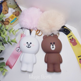 Móc khoá pompom gấu brown & thỏ cony