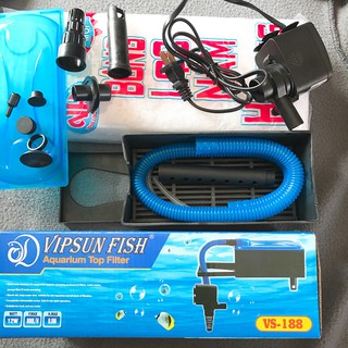 Trọn Bộ Máy Bơm Lọc Nước Hồ Cá Cảnh 12W VS 188, Gồm Máng Lọc, Bông Lọc, Dây Ống Đầy Đủ, Về Xài Ngay