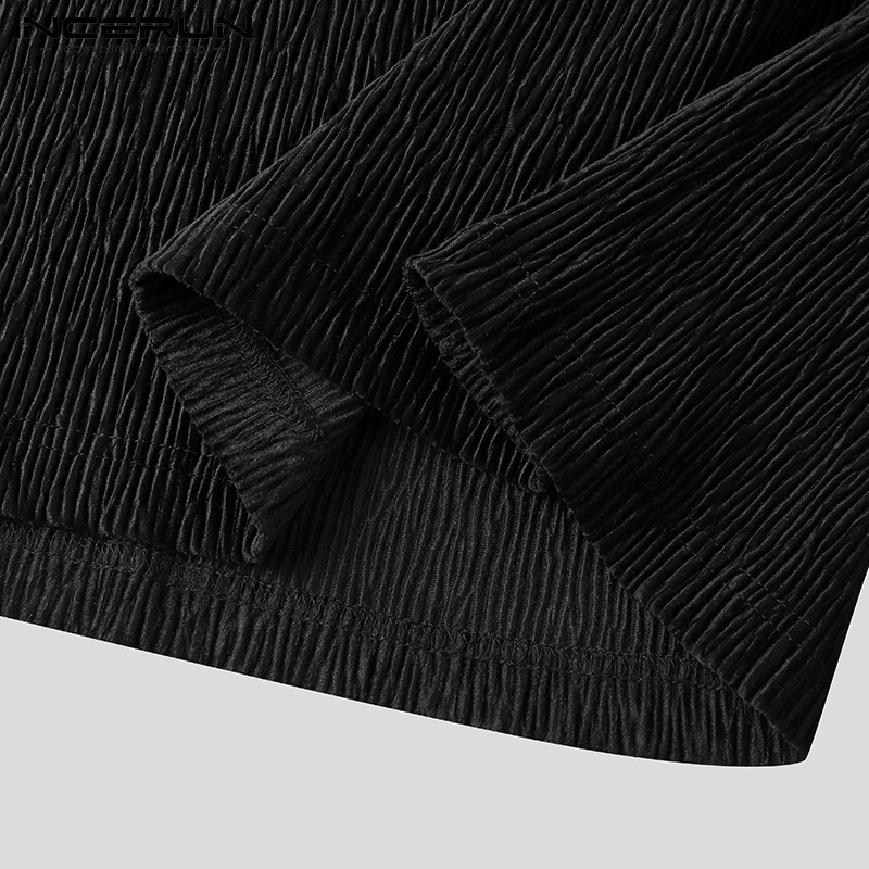 Áo thun INCERUN tay ngắn cổ tròn màu trơn phong cách đơn giản thường ngày dành cho nam