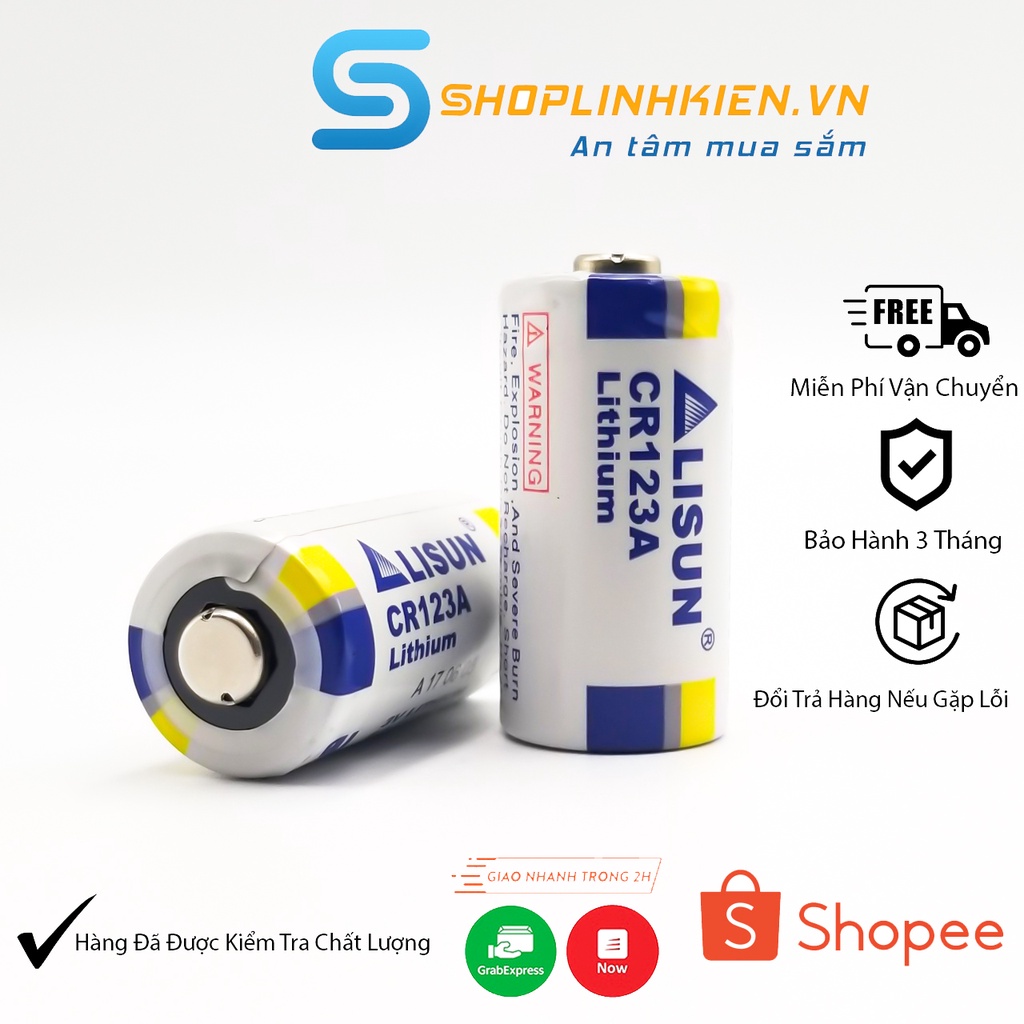 Pin CR123A 3V Lithium CR123A 3V Hãng Lisun (2 Viên), Pin CR123A dùng cho máy ảnh film và máy ảnh instax mini