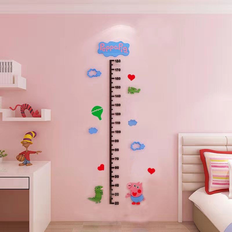 Thước Đo Chiều Cao Dán Tường Bằng Acrylic Họa Tiết Hoạt Hình 3d Dễ Thương Cho Bé