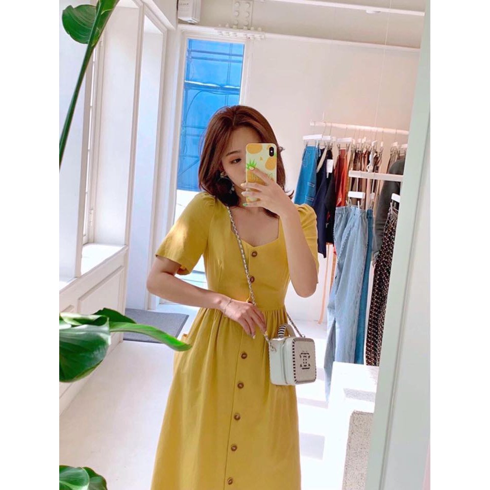 Đầm Nữ Suông Cúc Dọc Cột Eo