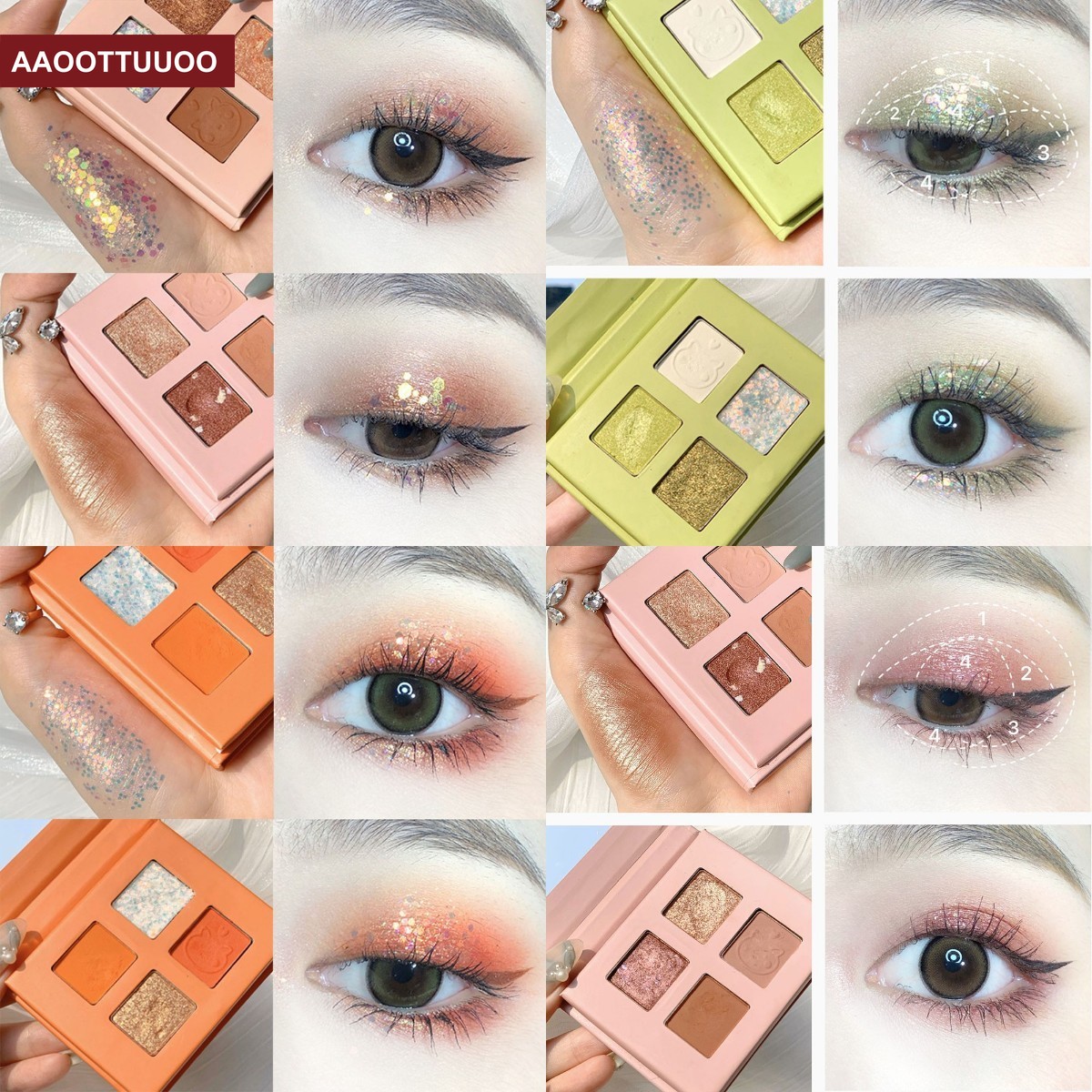 (Hàng Mới Về) Bảng Phấn Mắt 4 Màu Ánh Ngọc Trai Lấp Lánh Chống Thấm Nước | BigBuy360 - bigbuy360.vn