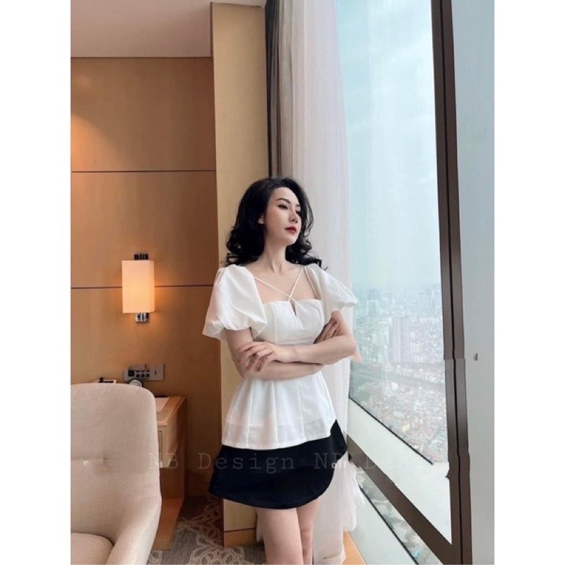 Áo tay bồng xoè dây buộc