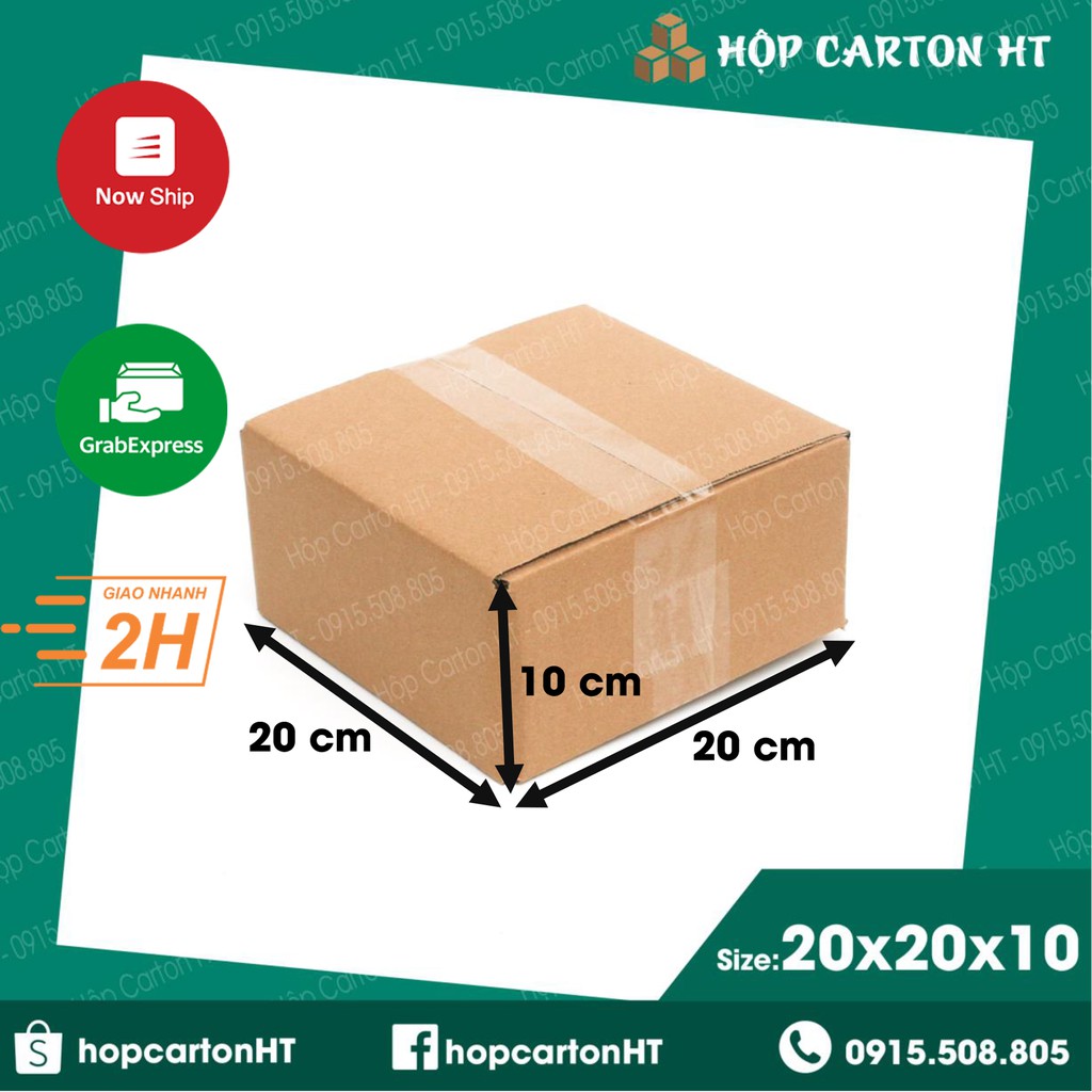 20x20x10 Combo 50 hộp carton, thùng giấy cod gói hàng, hộp bìa carton đóng hàng giá rẻ