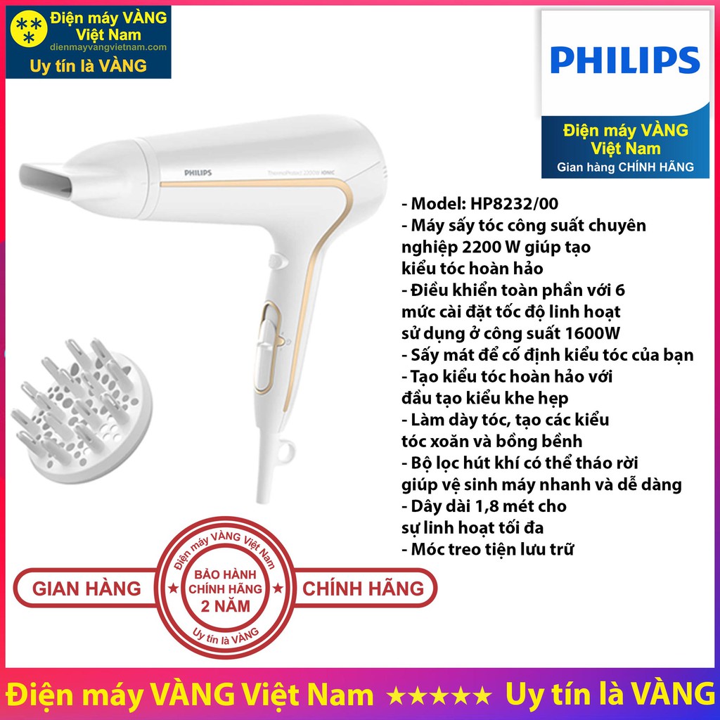 Máy sấy tóc Philips HP8108 BHC010 BHC015 BHD300 BHD350 HP8232 HP8233 BHD500 BHD510 - Hàng chính hãng