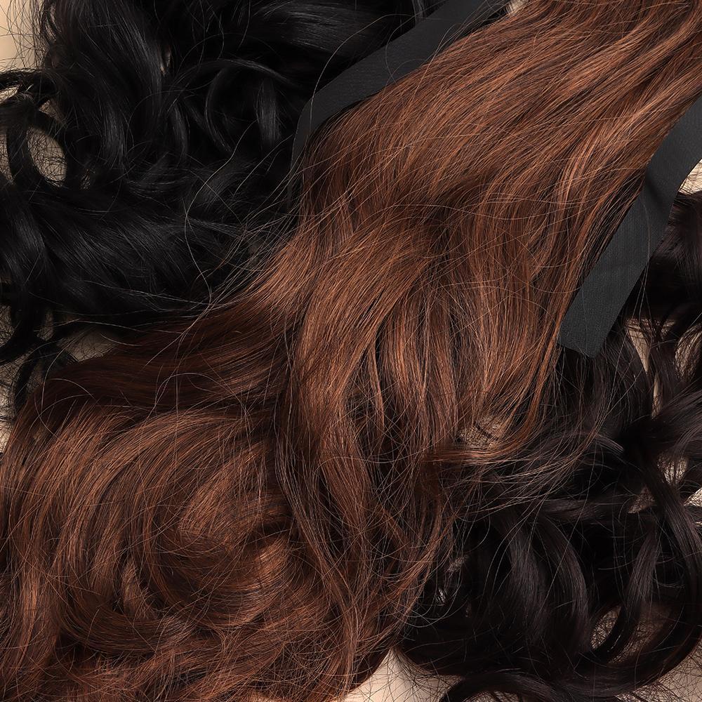 DIACHAVN Tóc Giả Đuôi Ngựa Uốn Xoăn Nhuộm Màu