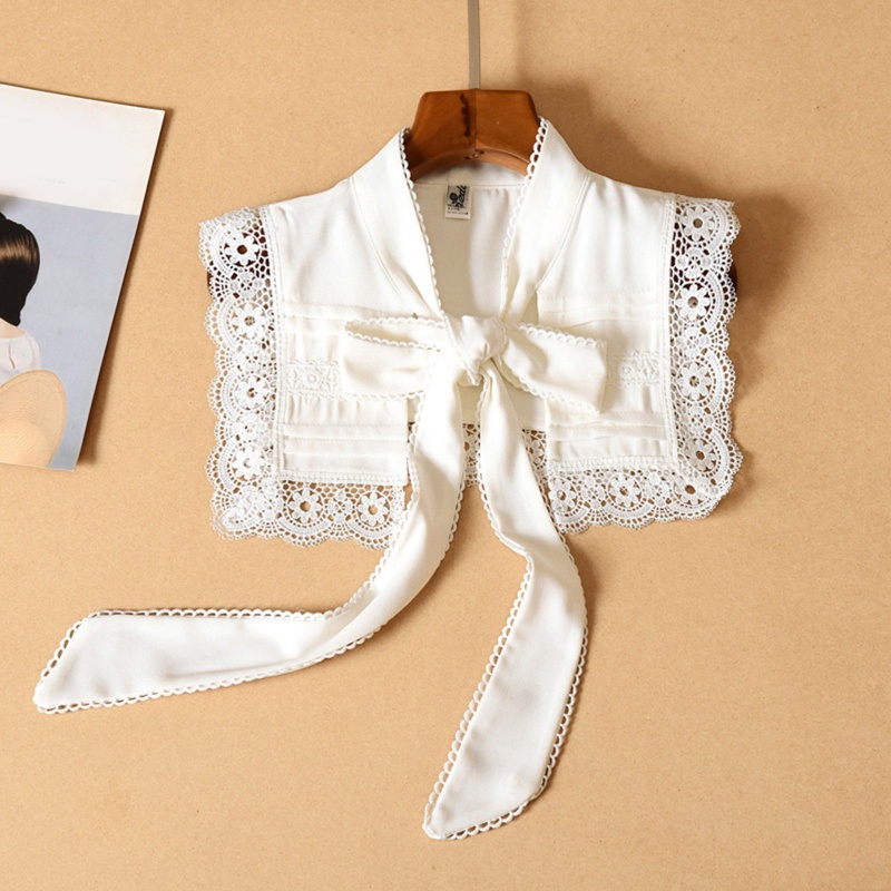 Ivy Khăn Choàng Cổ Giả Thêu Hoa Rỗng Buộc Dây Hình Cánh Hoa Thắt Nơ Có Thể Tháo Rời Cho Nữ G