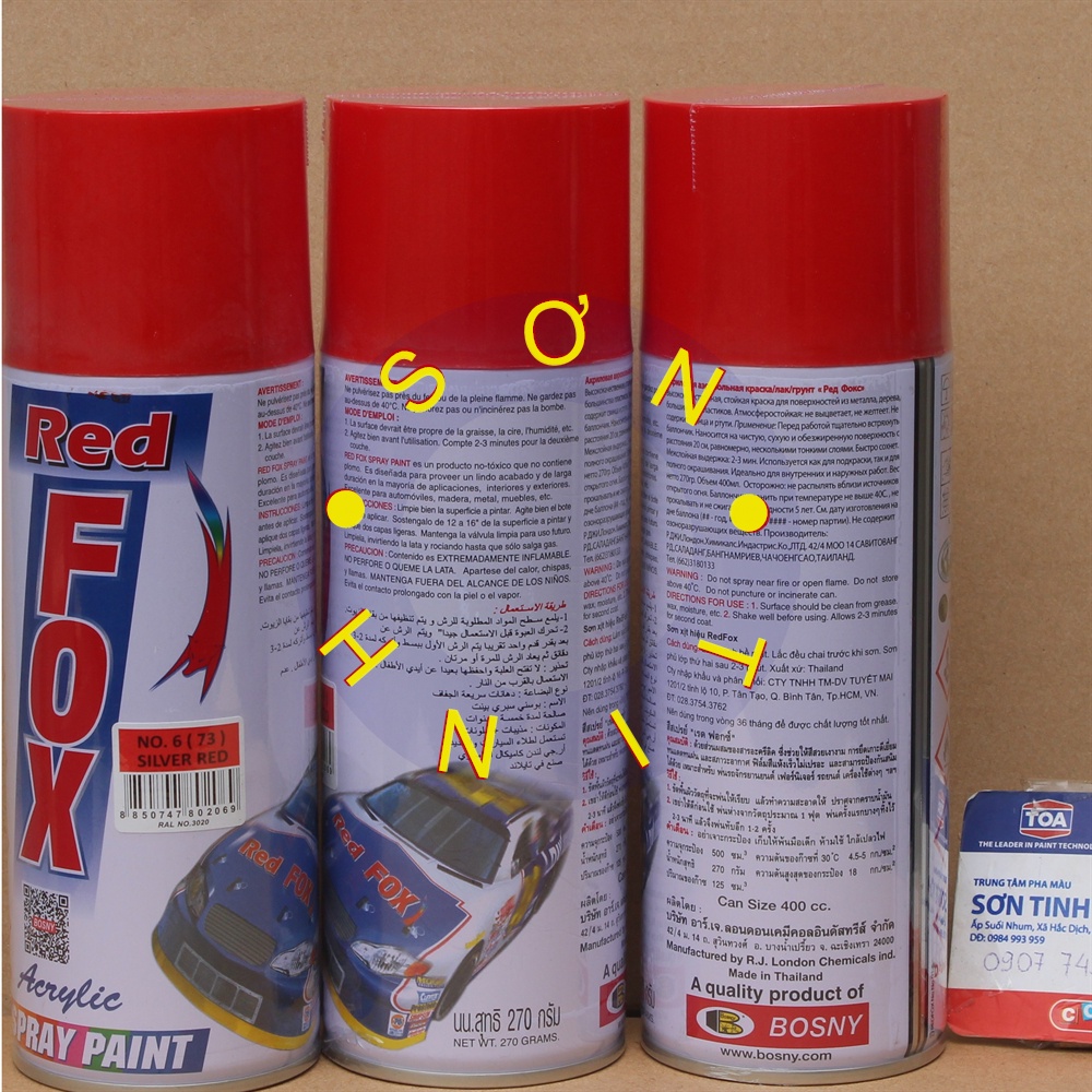 Sơn xịt RED FOX Thái Lan màu Đỏ tươi SILVER RED 73 (No. 06) - 1 chai