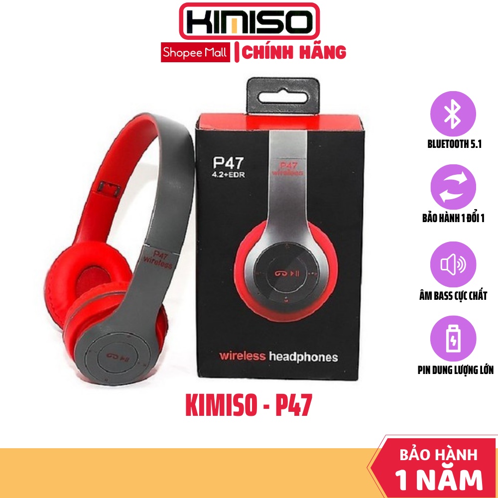 Tai nghe không dây Chụp Tai Headphone KIMISO P47 Lắp được thẻ nhớ