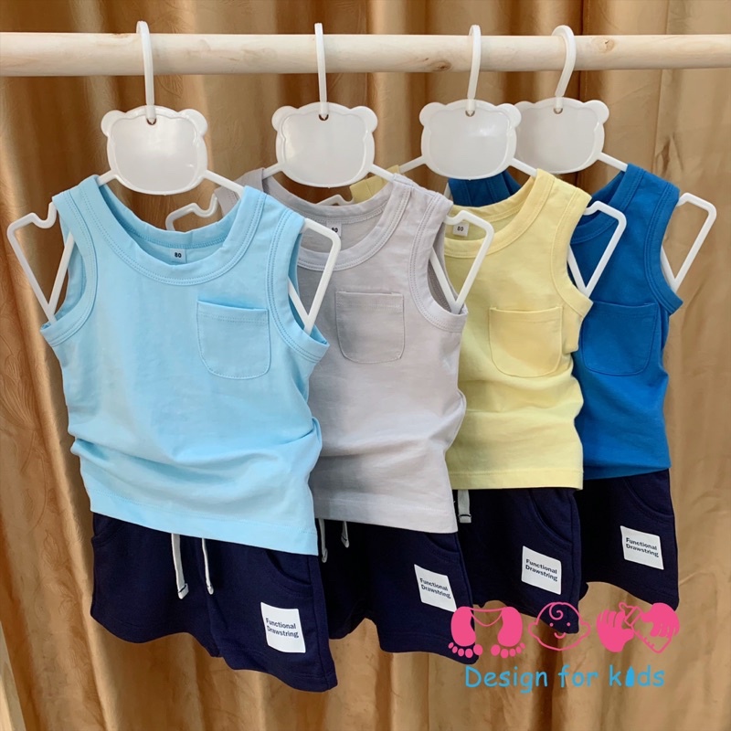 (Size 1/2y-5/6y) Áo ba lỗ hãng MUJI và Quần đùi OLD NAVY xuất dư cho bé