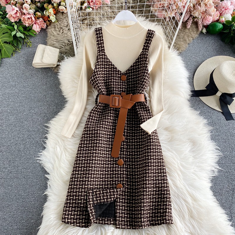Set váy dạ và áo len cao cổ Đ273