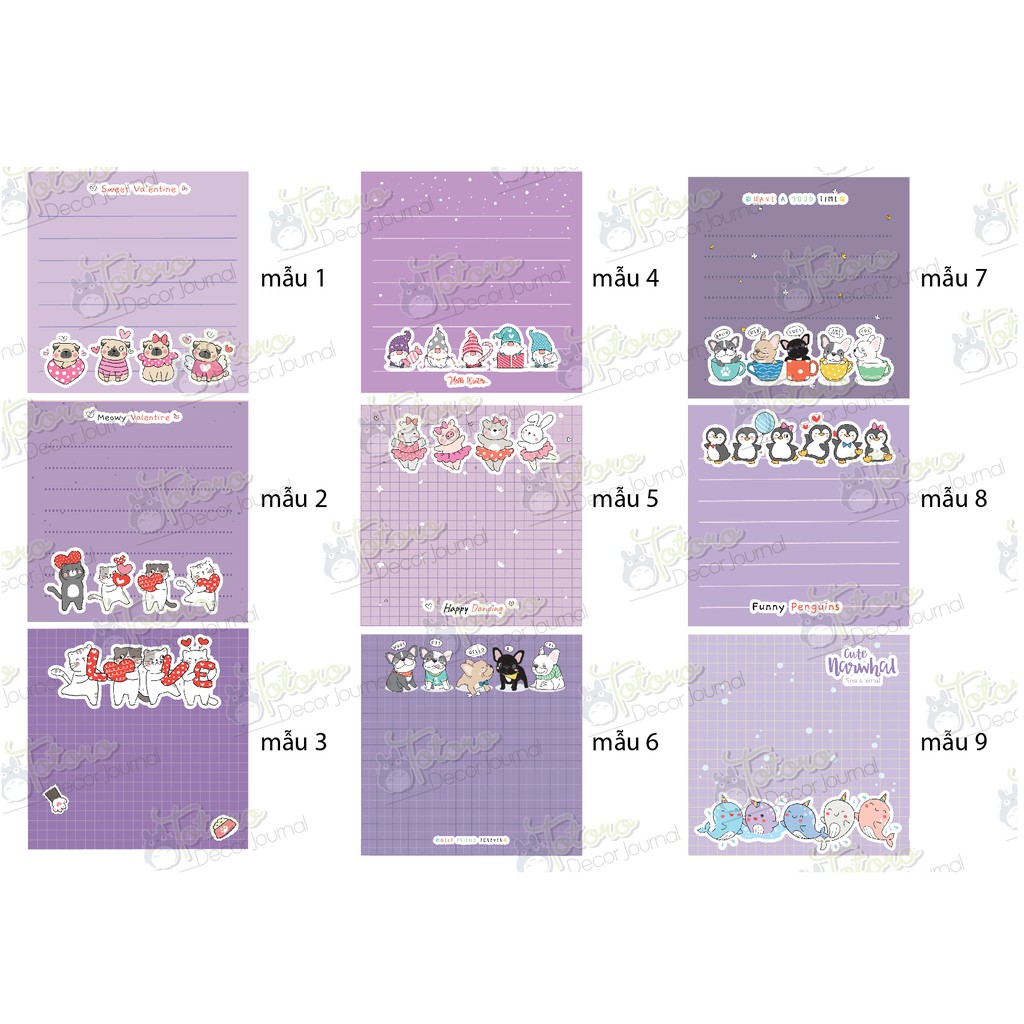Totoro Note animal kute màu tím 30 tờ không keo