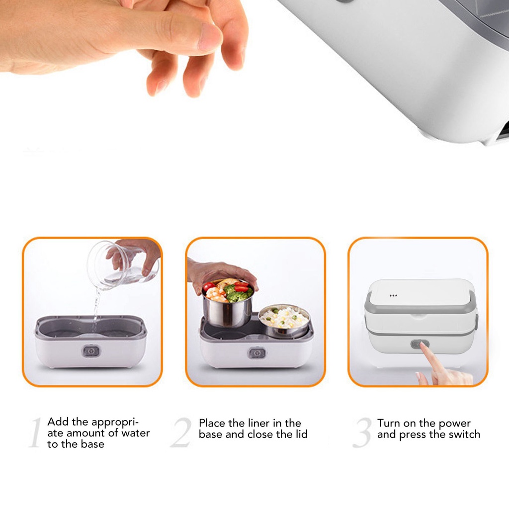 🥭 Oxygen072 Hộp Cơm Cắm Điện một lớp thép không gỉ bên trong Lót thực phẩm di động hâm nóng cho công việc Đi du lịch bộ đường dài